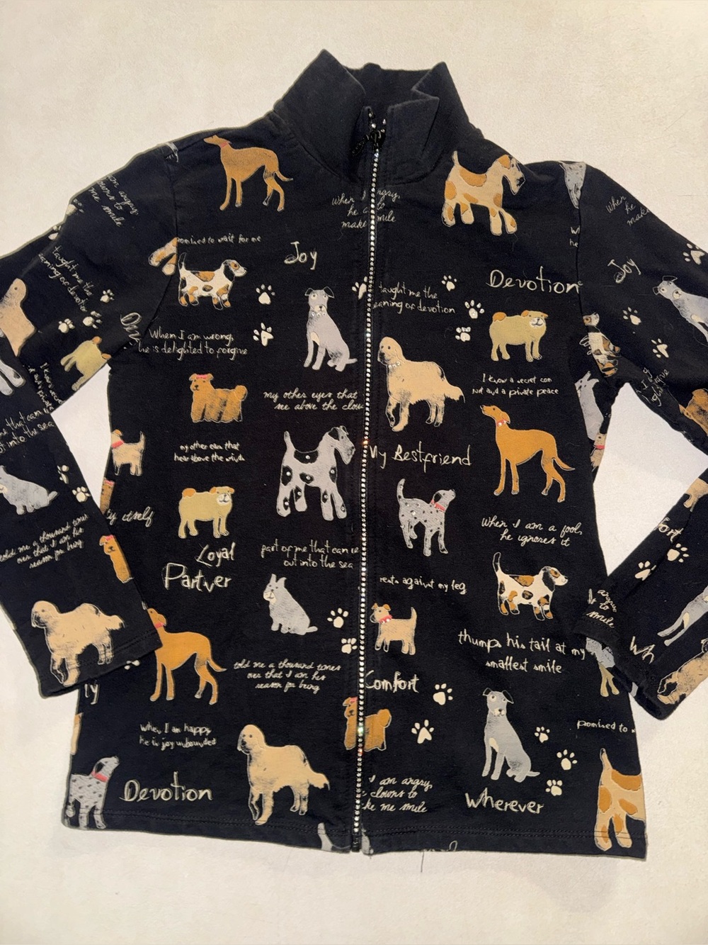 Jess and Jane Dog Jacket Womens Small Medium Black Rhinestones